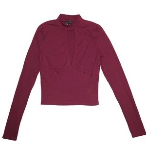 Maroon, crop top, cut out, high neck- forever 21. Like new